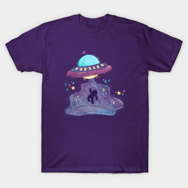 halloween alien abduction space ship ufo T-Shirt by gossiprag